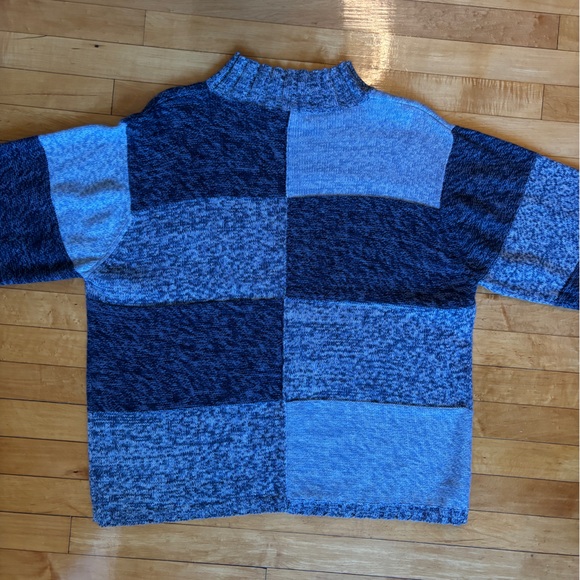 Vintage Patchwork Blue Colorblock Knit Sweater | Dressbarn Woman Plus 18/20/XXL - Picture 8 of 15